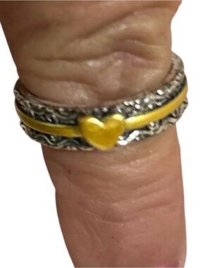 Yellow Heart Accent Stackable Earrings-Inspired Hoops